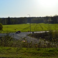 photo of the intersection of Highway 9 and the gravel quarry road